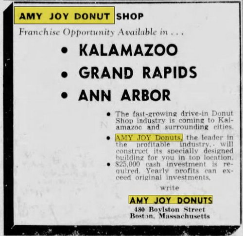 Amy Joy Donuts - Nov 27 1960 Article